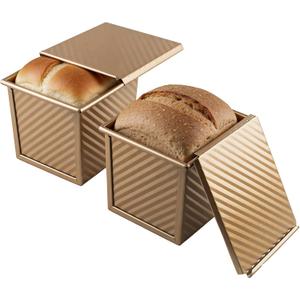 2 Pcs Square Nonstick Square Loaf Pan With Lid, 4.53 x 3.94 x 4.33 inch Mini Toast Box for Home Baking, Mini Cube Toast Box Ideal Baking Set Gift