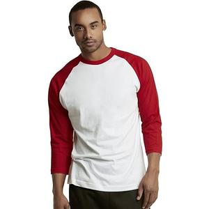 TOP PRO Men's 3/4 Sleeve Casual Raglan Jersey Baseball Tee Shirt (XL- Red and White)