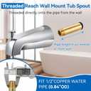Dreyoo 5 1/4 Inch Bathroom Tub Spout Compatible with Westbrass E531D-1F-62, Fits Wall Front Mount Tub Spout with Shower Diverter 1/2'' IPS Inside Thread Bathtub Faucet (Chrome)