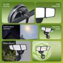 Philips 72W 7400LM LED Security Lights w/PIR Motion Sensor Outdoor, 5000K Daylight Dusk to Dawn Aluminum Flood Light, 3 Adjustable Heads, Waterproof for Garage, Yard, Porch
