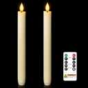 Homemory 2 Pcs Real Wax Made Flameless Taper Candles with Remote and Timer, 9.6" Ivory Battery Operated Candle Stick Flickering, Led Taper Candles with Lifelike Flame for Indoor Home Decor