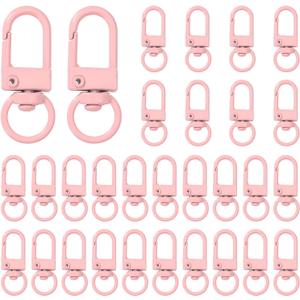 uxcell 30pcs Metal Lobster Claw Clasps, Swivel Lanyards Trigger Snap Hooks Keychain Strap with Key Ring for Jewelry Making Purse Bag Key Chains Connector, Peach Pink