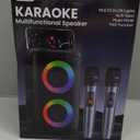 Bluetooth Speaker with 2 Rechargeable Wireless Microphone - Portable Party Speaker with Colorful Lights - Floorstanding Speakers Support TWS/AUX/USB/TF Card Ideal for Party,Home,Camping