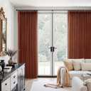 Terracotta Burnt Orange Thick Linen Curtains Pinch Pleated 120 Inch Length 2 Panels for Living Room Bedroom Semi Sheer Light Filtering Heavy Linen Drapes 40"W x 120"L (Pack of 2), Terracotta