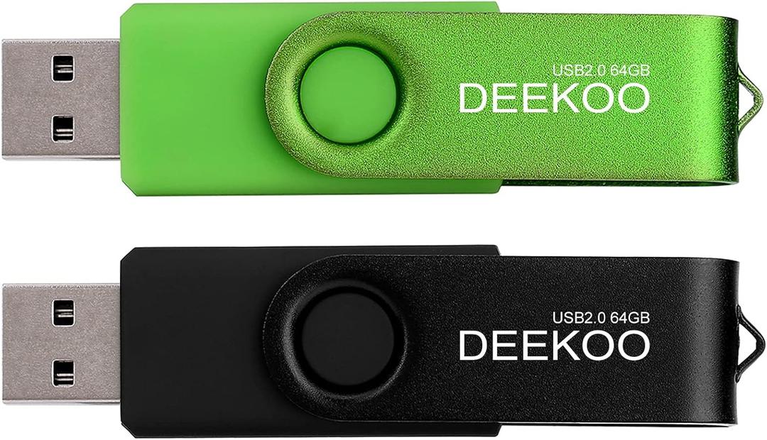 Flash Drive 64GB Thumb Drives Memory Sticks Jump Drive 2Pack 64GB USB 2.0 Flash Drives Mixed Colors: Black Green