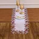 Natural Linen Table Runner 120 inches Neutral Earth Tones Beige Lace Handcrafted Coffee Table Runners Dresser Scarf for Spring Easter Summer Kitchen Wedding Party (16”x120”, Dark Red)