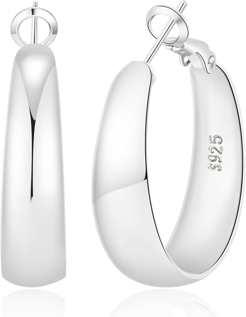 5-8mm Tapered Design Thick Large Hoop Earrings for Women Trendy Hypoallergenic 925 Sterling Silver Post 14K Gold Hoop Earrings Non Tarnish Lightweight Big Chunky Gold Hoops 30/40/50/60MM