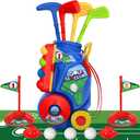 SUPER JOY Toddler Golf Set with 4 Clubs & 8 Balls (Blue+Mat)