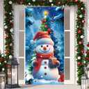 DIYASY Christmas Door Cover, Front Door Covers Holiday Wall Decorations Merry Xmas Snowman Backdrop Banner for Indoor Outdoor Home Office Classroom Decor