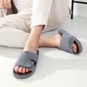 House Slippers for Men Open Toe Adjustable Home Slides with Low Arch Support and Rubber Sole Indoor Outdoor, Size 40