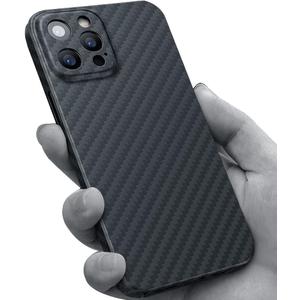 RIZZ Real Carbon Fiber Case for iPhone 13 Pro Aviation Grade Materials Slim Aramid Fiber Cover Ultrathin Phone Cases Super Tough for Men Drop Protection (Black)