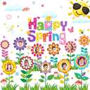 2 x Spring Bulletin Board Decorations, Hello Spring Bulletin Board Decorations Includes Flower Mindset Photo Posting Craft Cutouts and Sun Cloud Cutouts for School Offices Classroom Back to School Party