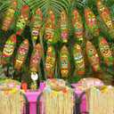 2 x 2pcs Hawaii Tiki Surfboard Banners Hawaii Luau Party Decorations Tiki Surfboard Theme Banner Decorations for Tiki Bar Party Summer Beach Theme Party Baby Shower Supplies