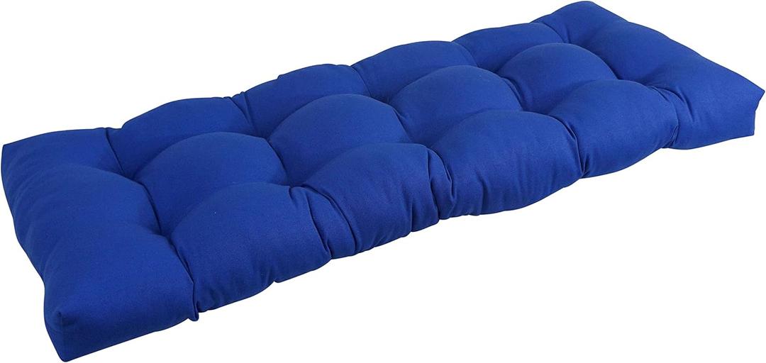 Blazing Needles Twill Tufted Bench Cushion, 51" x 19", Royal Blue