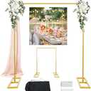 Square Balloon Arch Stand, 8.2FT Wedding Arch, Metal Gold Heavy Duty Backdrop Adjustable Stand, Extra 2 Clamps Change Over The Table Rod Stand for Baby Shower Party Decoration, Garden Trellis Frame