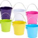 Juvale 6 Pack Mini Buckets with Handles for Kids - Small Metal Buckets for Classroom, Party Favors or Creative Crafts DIY Projects - Tin Cans for Crafts (6 Colors, 3.25 x 2.75 in)
