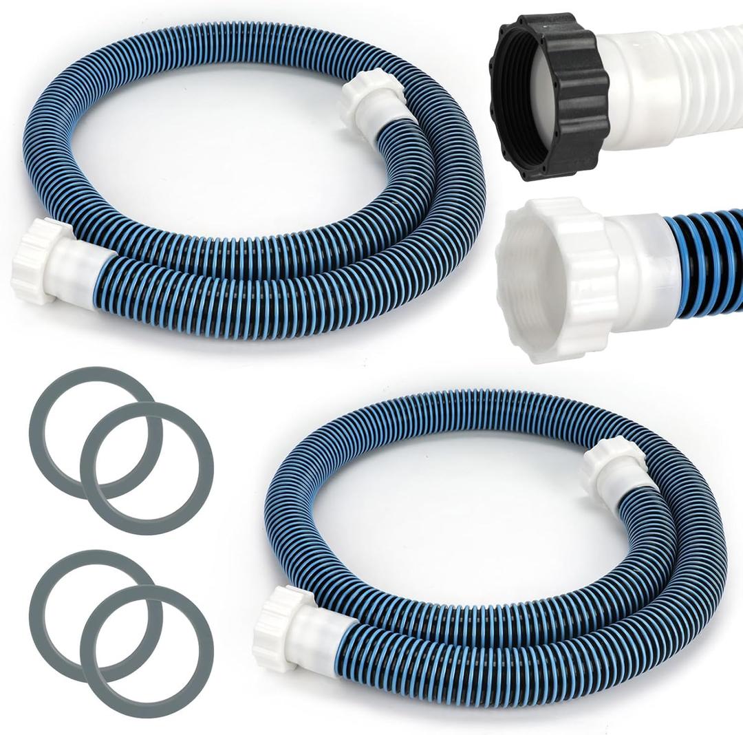 2 Pack 1 1/2 Pool Hose for Above Ground Pool 6ft Pump Replacement Hoses 1.5" EVA Heavy Duty Swimming Pool Hose for Above Ground, Filter Pumps, Saltwater Systems and Sand Filters (Blue)