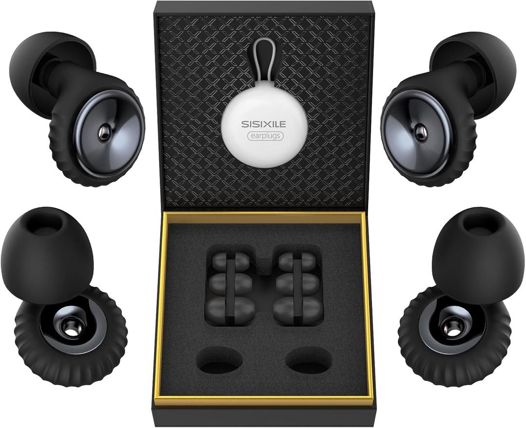 2 Pairs Noise Cancelling Earplugs with Premium Metal Design and Elegant Gift Box,Sleeping, Concerts, Travel, Noise Sensitive People  35dB Reusable Silicone Earplugs for Men and Women,Black