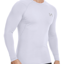 Compression White Shirt for Men Long Sleeve Athletic Workout Base Layer UPF 50 Sun Protect Shirts M