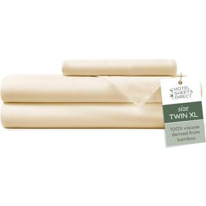 Hotel Sheets Direct 3 Piece Bed Sheet Set Twin XL Size, 100% Viscose Derived from Bamboo Sheets Set with 1 Pillowcase, Cooling & Breathable Luxury Bedding, Moisture-Wicking & Silky Soft, Light Yellow