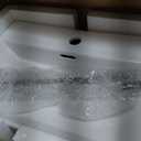 Modern Round Bathroom Vessel Sink Bowl with Pull-out Faucet, 14.5 Inch Ceramic Countertop Vanity Sink Farmhouse Style Porcelain Above Counter Art Basin, Marble-effect Pattern