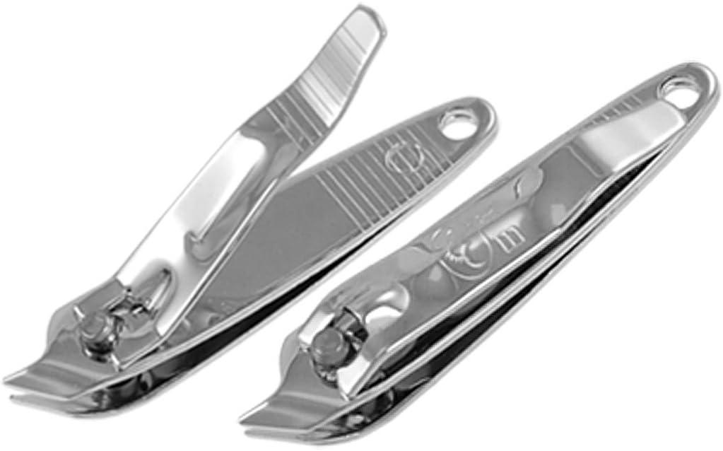 uxcell 2 PCS Angled Nail Clipper Set, Metal Slanted Edge Nail Cutting Clippers for Women and Men, Sharp Fingernail Cutter Toenail Clippers for Thick Toenails, Silver