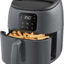 Dash Tasti-Crisp Digital Air Fryer 2.6 Quart Small Compact Mini Air Fryer for French Fries, Nuggets & More, 1-2 People, Auto Shut Off, Adjustable Temp, Dishwasher Safe Parts - Grey