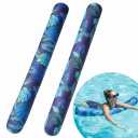XLYLKS 2 Pack Inflatable Swim Pool Noodles, Premium Fabric-Covered Swim Floats for Adults, 56 '' Swimming Pool Noodles for Floating, Adults Pool Accessories for Ocean, Lake, Beach