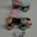Magnitt Roller Skates for Girl and Women Rainbow Leather Roller Skate Ages 8-12 for Beginner Indoor Outdoor (Pink US:5)