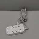 Power Strip - 10 FT Long Flat Plug Extension Cord, 6 Outlets 2 USB A 2 USB C Ports Outlet Extender with Overload Protection, Wall Mount, Desktop Charging Station for Home, Office and Dorm Essential (White)