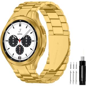 GOLDTOLUCK No Gap Stainless Steel Band Compatible with Samsung Galaxy Watch 8 7 6 5 4 Classic FE Pro Ultra 40mm 44mm 46mm 43mm 47mm 45mm 42mm Replacement Men Women Milanese Metal Elegant Casual