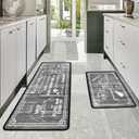 Kitchen Rug Sets of 2 Piece Non Slip Kitchen Rugs and Mats Washable Kitchen Mats for Floor Kitchen Carpet Runner Rugs Decor for Laundry Bathroom Living Room,Grey Kitchen Rules 20"x 59"+20"x 32"