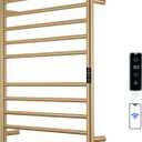 Electric Towel Rack with Voice Control for Alexa & Google Home,TUYA-Wall-Mounted Bathroom Heating Towel Warmer,Stainless Steel Material,31.5x20.08x4.41in,Plug-in,Gold，10 Bars