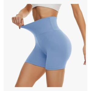 CAMPSNAIL Workout Biker Shorts Women - 5" High Waisted Tummy Control Spandex Booty Volleyball Shorts for Yoga Dance, size L-XL