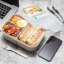 MISS BIG Bento Box,Bento Box Adult,Lunch Box,Leak Proof Lunch Containers,No BPAs and No Chemical Dyes Bento Lunch Box,Dishwasher and Microwave Safe Lunch Containers for Adults(1900ml White)
