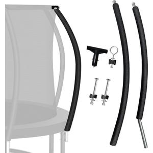 Trampoline Curved Pole Replacement, Universal Curved Enclosure Pole for 10-16ft Frame, with Plastic T Connector, Mounting Hardware, Foam Cover