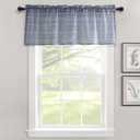 Lush Decor Farmhouse Textured Sheer Window Curtain Valance, 52"W x18"L, Navy
