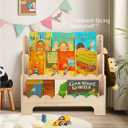 Tohiasen Kids Bookshelf Wooden 3-Tier, Scalloped Book Shelf for Kids Rooms, Front Facing Toddler Montessori Bookshelf, Baby Nursery Book Shelves Kid Classroom Book Shelf Bookcase