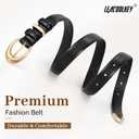 3 x LEACOOLKEY Women's Leather Belt for Jeans Dress Pants Fashion Ladies Leather Belt with Gold Buckle