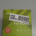 Rabenda 12 Pcs Rug Tape, Non Slip Rug Pads Grippers for Hardwood Floors and Tiles, Reusable Carpet Tape for Area Rugs, Double-Sided Adhesive Rug Stickers Keep Corners Flat (Black)