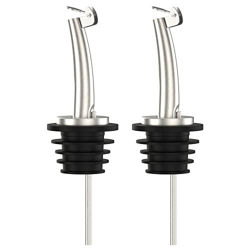 Axe Sickle 2 Pcs Oil Spout Liquor Bottle Pourer Spouts Stainless Steel Speed Pour Spouts Olive Oil Dispenser Spout for About 3/4" Bottle Mouth, with Flip Top
