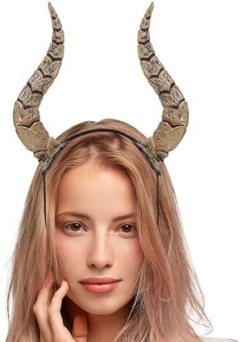 VALICLUD Halloween Horn Headband, Bull Horns Accessory - Animal Simulation Horn Headband Headwear for Animal Fancy Dress Headband Halloween Festival Dance Party Cosplay