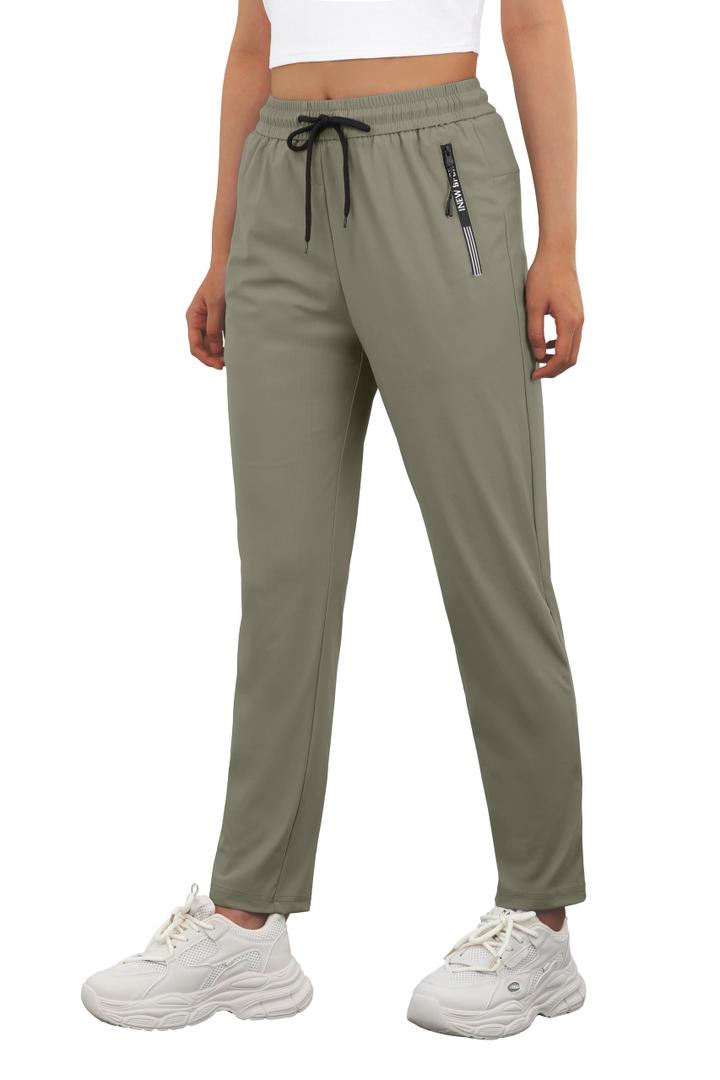Women's Stretch Active Quick Dry Hiking Pants Elastic Waist Drawstring Outdoor Comfy Fit Travel Pant Glide Athleta Jogging Athleisure Pant with Zipper Pockets Khaki, XL