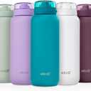 Ello Cooper 40oz Stainless Steel Water Bottle with Straw and Carry Handle, Double Walled and Vacuum Insulated Metal, Leak Proof Locking Lid with Soft Silicone Spout, Reusable, BPA Free, Antigua