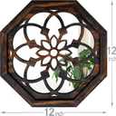 ZOLAPI 2-Piece Octagon Wall-Mounted Mirrors,Vintage Farmhouse Mirror for Wall Decor,Caramel Color Decorative Accent Mirror for Foyer, Bathroom, Bedroom. (12x12)