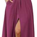 BTFBM Women 2025 Summer Spaghetti Strap Midi Dress Sleeveless V Neck Cutout Slit Casual Beach Party Maxi Dresses Pockets (Medium, Purple)