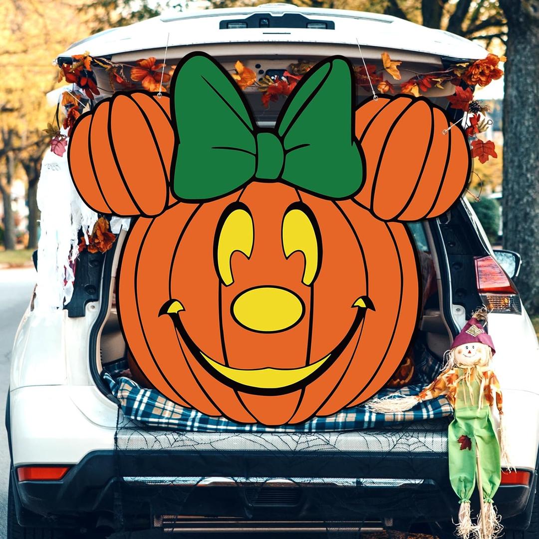 Halloween Trunk or Treat Decorations, Mouse Theme Pumpkin Trunk or Treat Backdrop for Halloween Car SUV Truck Garage Door Archway Decorations