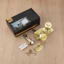 Gold Interior Door Knobs for Bathroom & Bedroom, Pismo Doorknob Turn Lock with Square Rosette, Satin Brass Heavy Duty Door Knob with Lock (1)