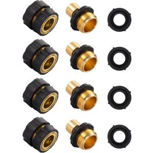 Quick Connect Garden Hose Fittings, Premium 3/4 Inch Garden Hose Quick Connect, 4 Set Male and Female Quick Release Hose Connectors, Easy Connect No-Leak Garden Hose Quick Connector