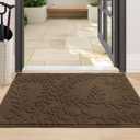 BEQHAUSE Dirt Trapper Door Mats 24x36, Non-Slip TPR Backing Dog Doormat, Super Absorbent Welcome Mat for Front Door, Muddy Shoes & Paws, Washable Entry Rugs, Brown